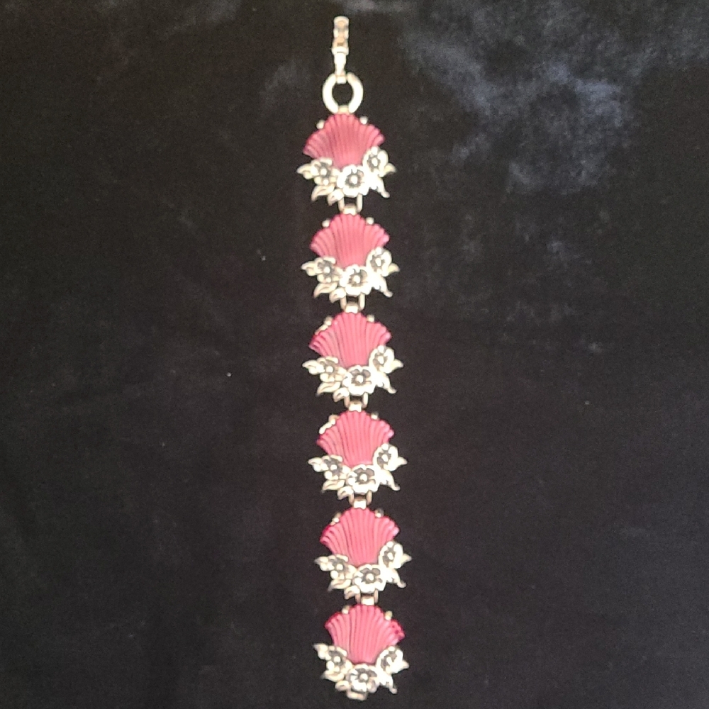 Vintage Mid-Century Floral Link Bracelet